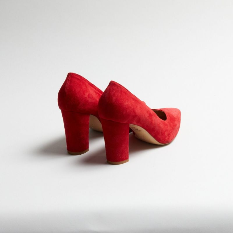 Monroe Red Suede Pump With Block Heel image