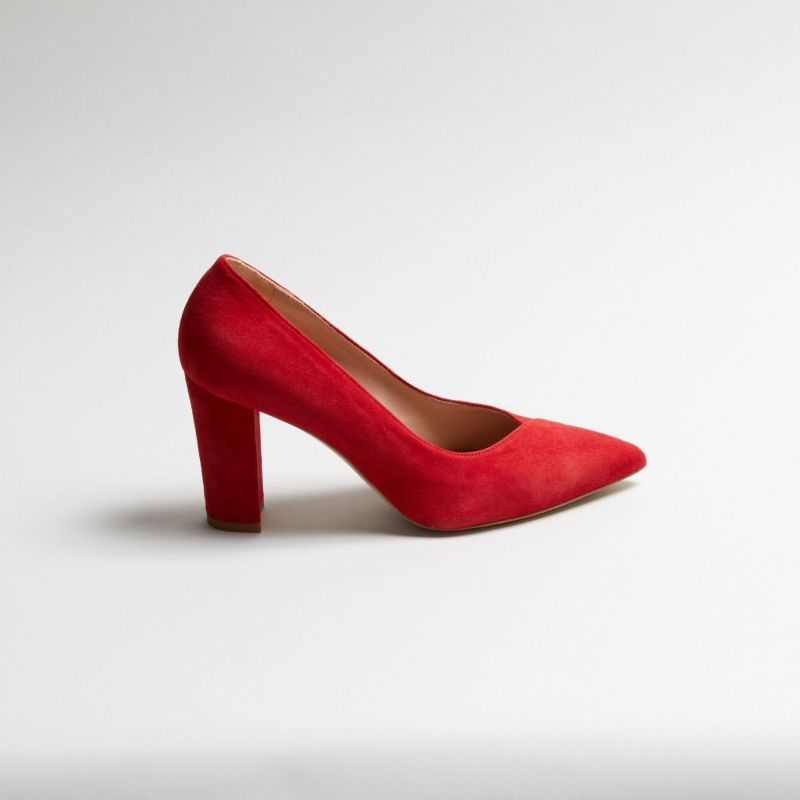 Monroe Red Suede Pump With Block Heel image