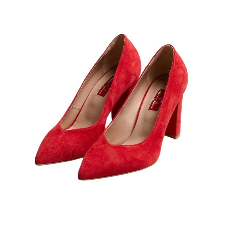 Monroe Red Suede Pump With Block Heel image