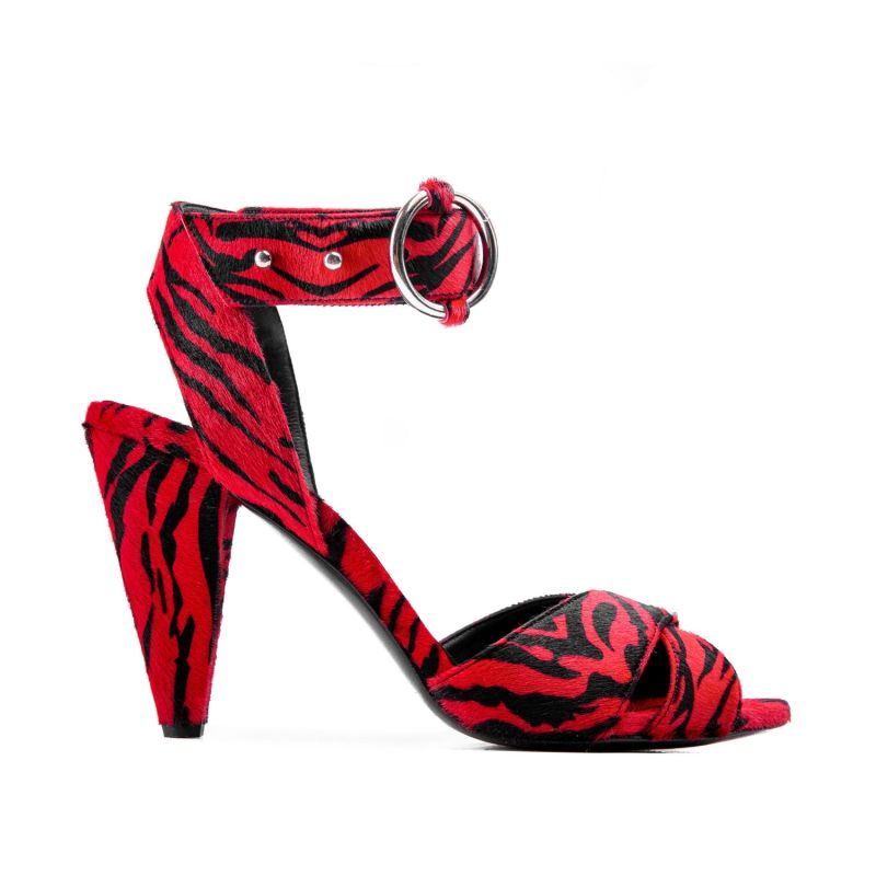 Montana Red And Black Tiger Print Sandals image