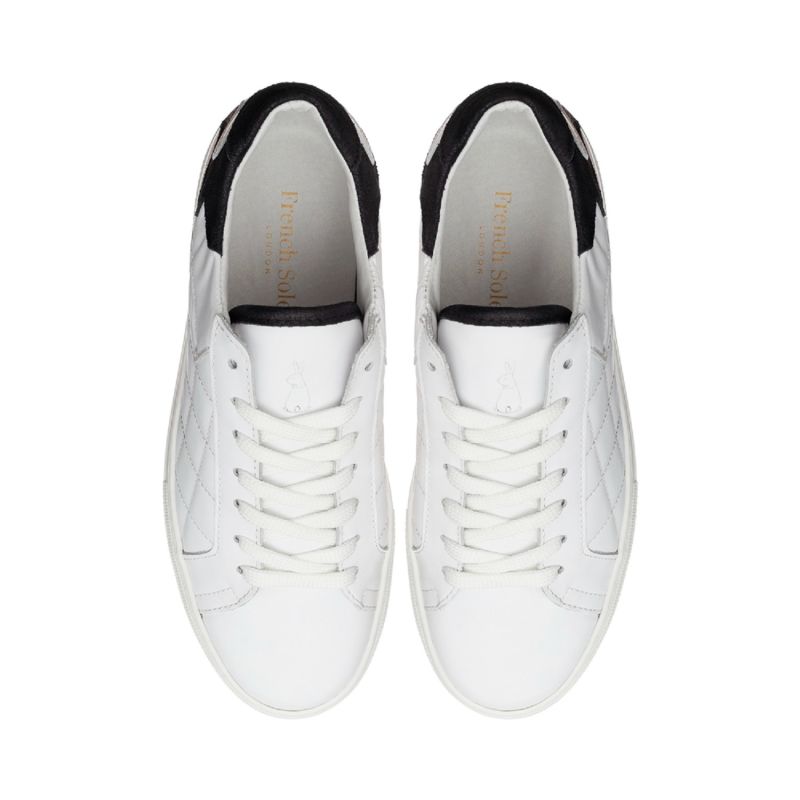 Moocher In White Quilted Leather/Black Heel image