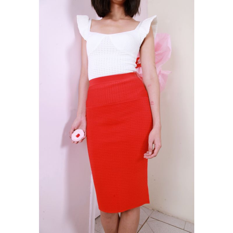 Morgan Pencil Skirt In High Risk Red image