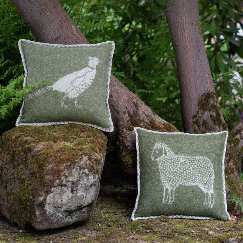 Mossy Green Dot Sheep Cushion Cover image