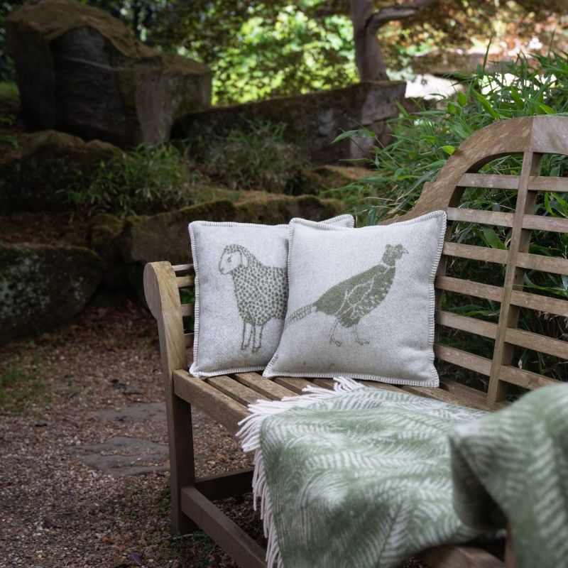 Mossy Green Dot Sheep Cushion Cover image