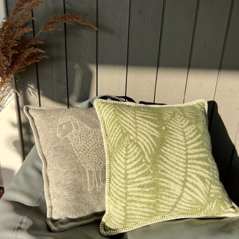 Mossy Green Fern Wool Cushion image