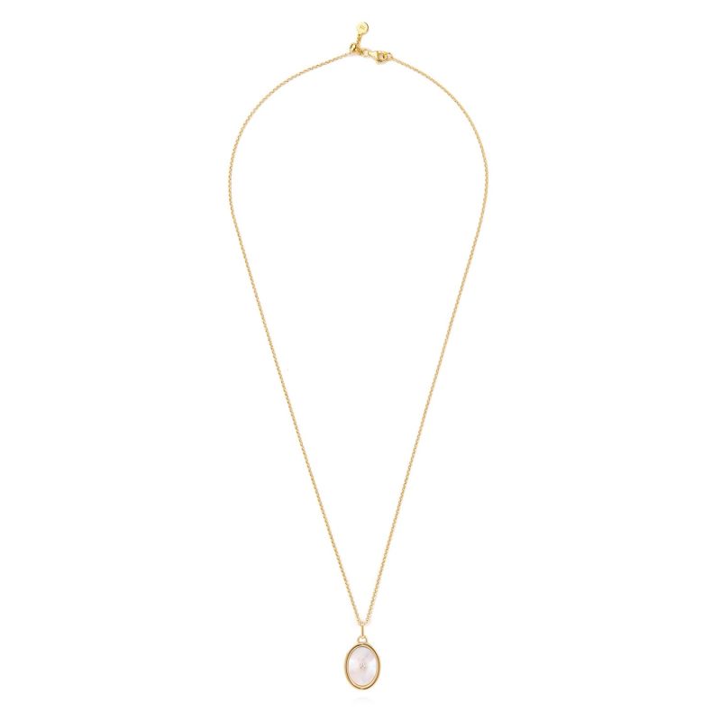 Mother Of Pearl Gold Mirror Pendant Necklace Côté Caché Wolf & Badger