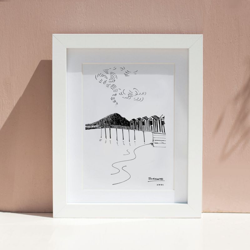Mountain By The Seaside Art Print, Italian Landscape Art: Canvas Print image