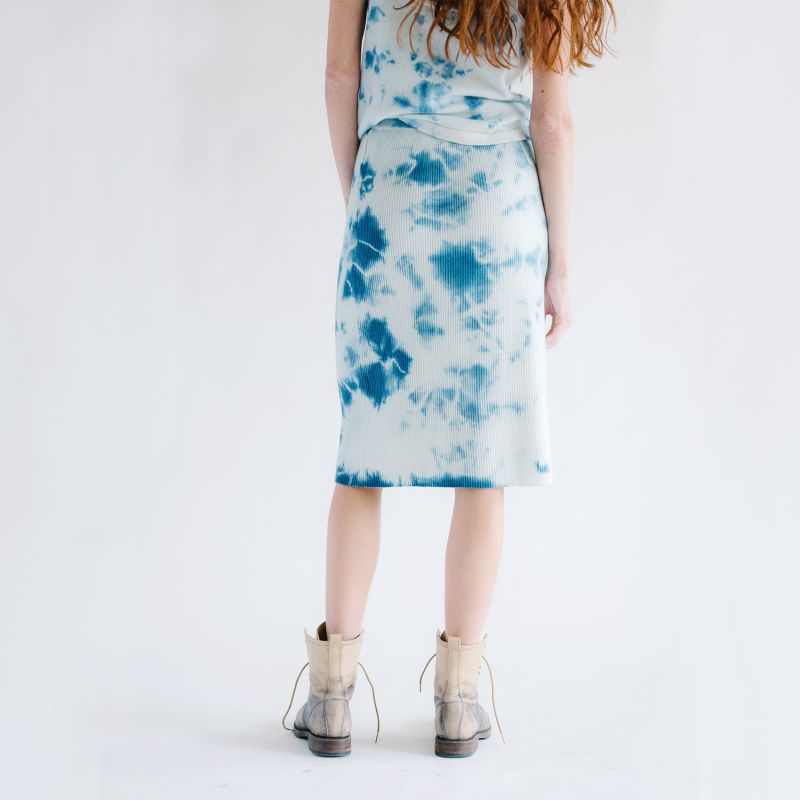 Cashmere Midi Skirt - Indigo Blue Tie Dye image