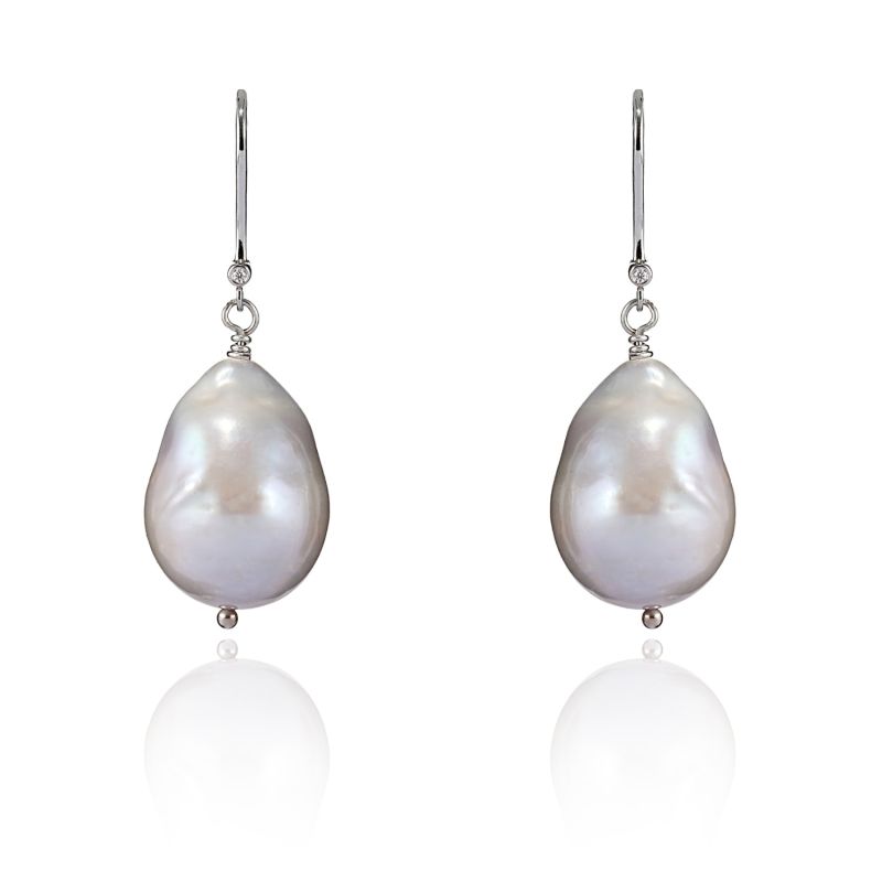 Large South Sea Pearl Drop Earring In White Gold image