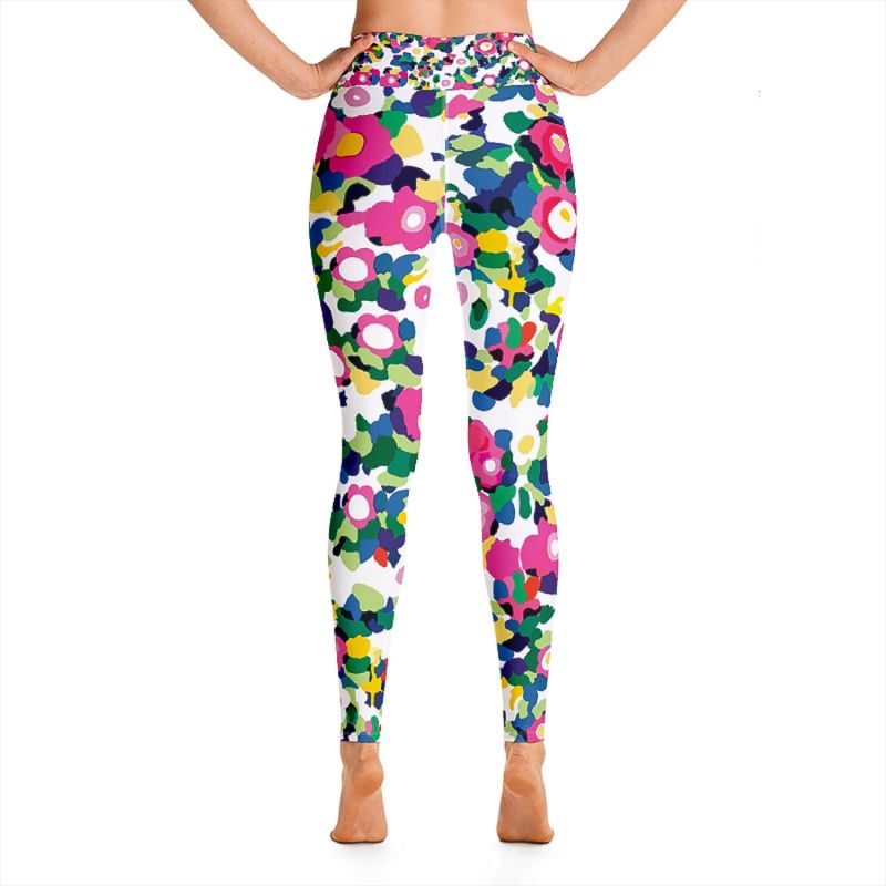 High Waist Yoga Leggings In Pink Garden image