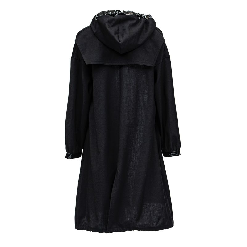 Joanna - Hooded Wool Trench Coat - Black image