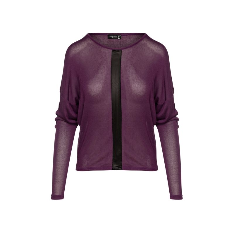 Mauve Batwing Top With Faux Leather Detail image