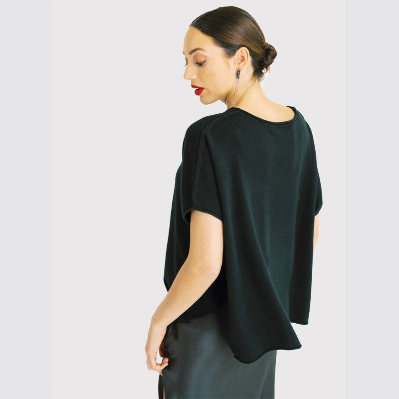 Cashmere Capelet Top - Black image