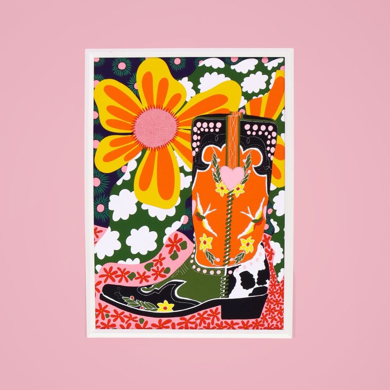 Cowboy Boot Print A3 Art Print image