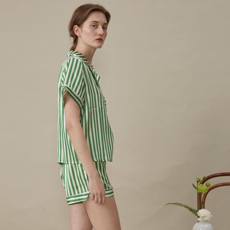 Silk Striped Short Pajama Set image
