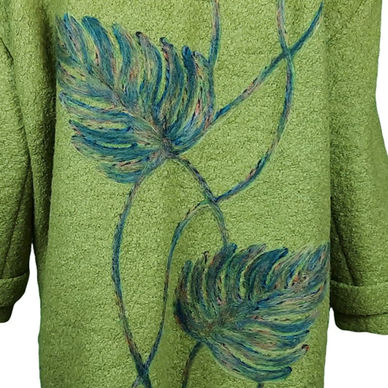 Wool Blend Coat With Large Leaf Embroidery at the Back image