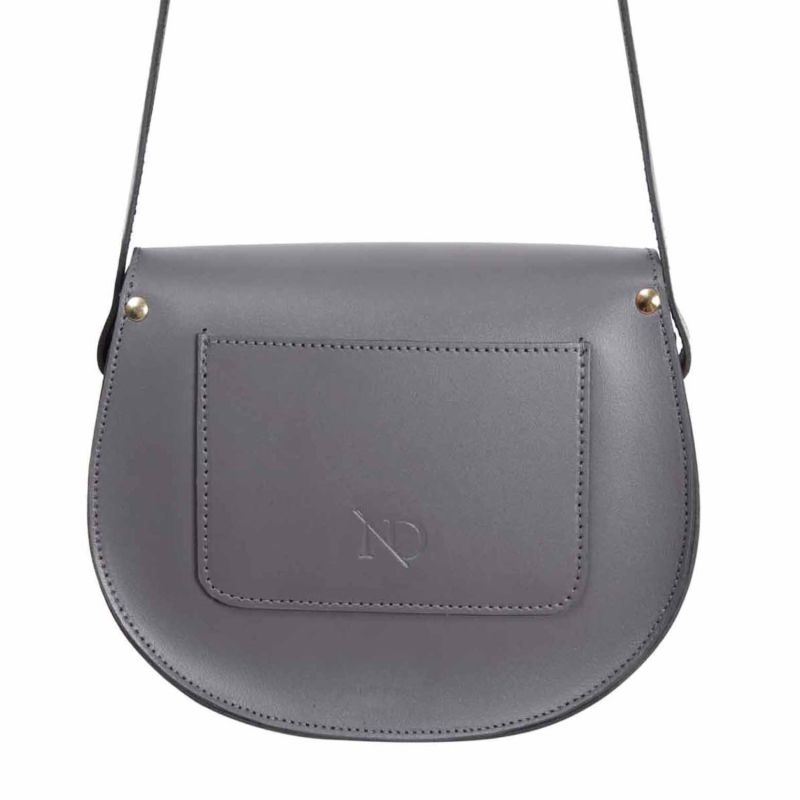 Pencil Grey Leather Saddle Bag With Back Pocket N'Damus London Wolf