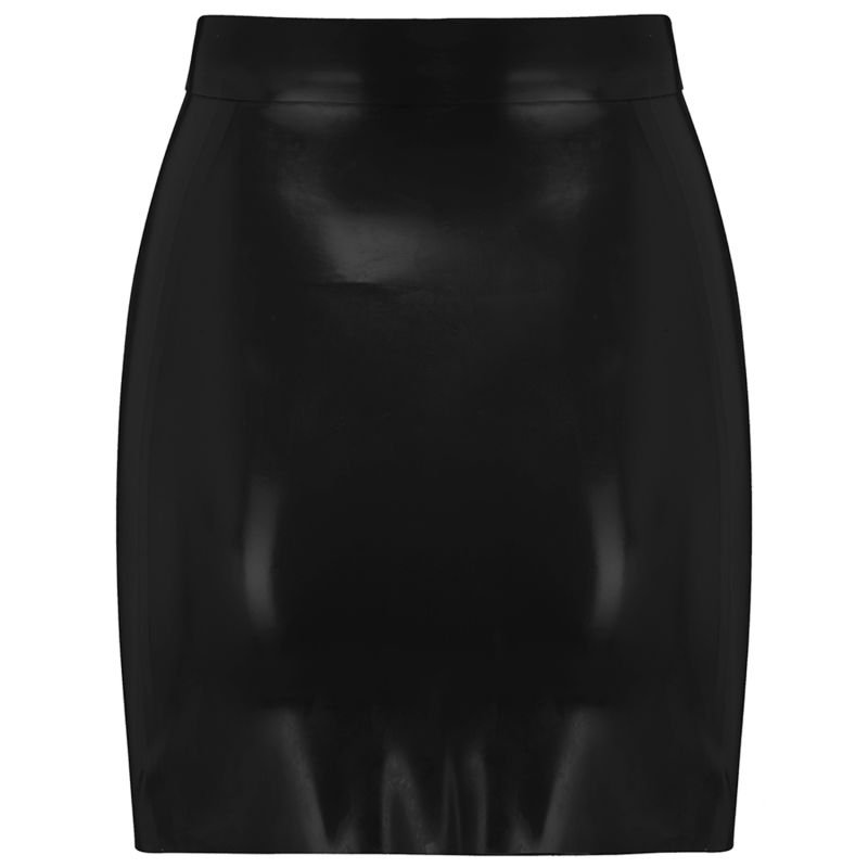 Latex Mini Skirt - Black image