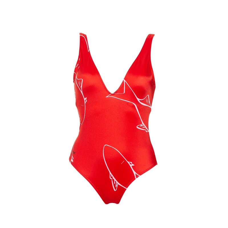 Aulala X Lorieux Art One-Piece Swimsuit - New York - Red image