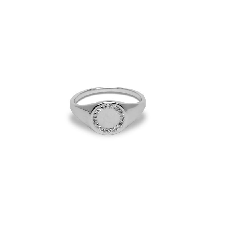 Diamond Halo & Sterling Silver Signet Ring image