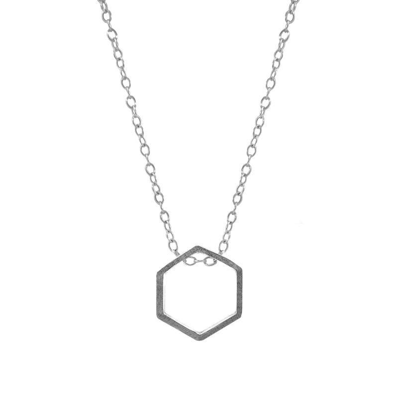 Lane Hexagonal Mini Geometric Silver Necklace Pendant image