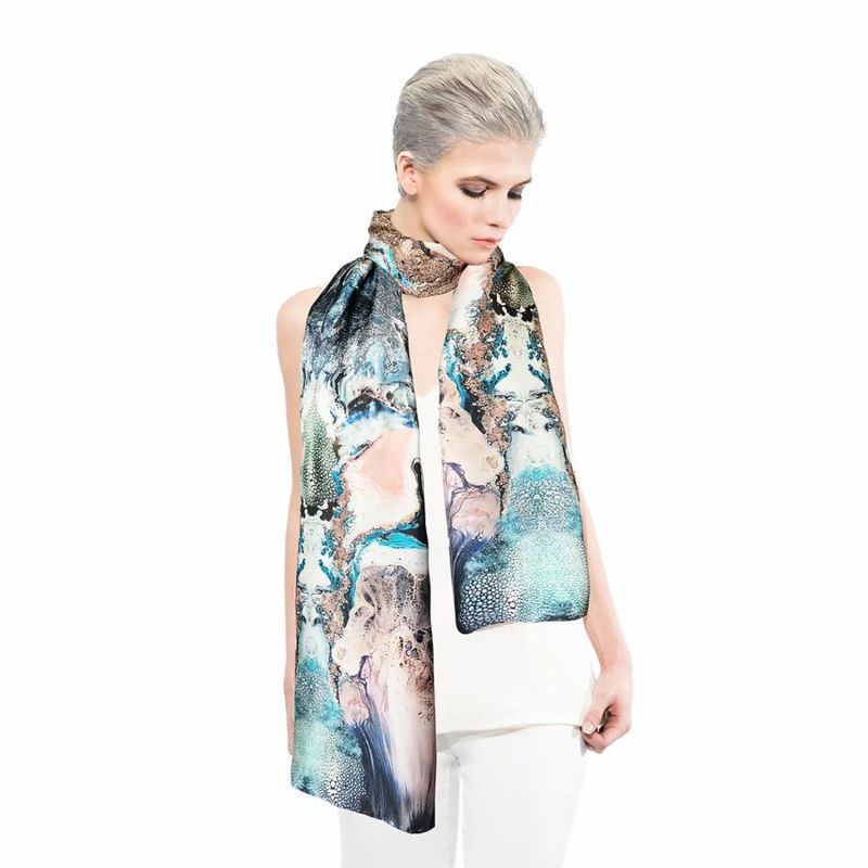 Ocean Depths Large Silk Scarf image