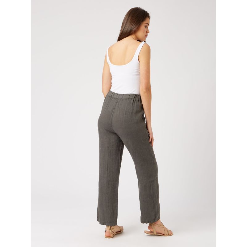 Wide Leg Linen Trousers - White by James Lakeland