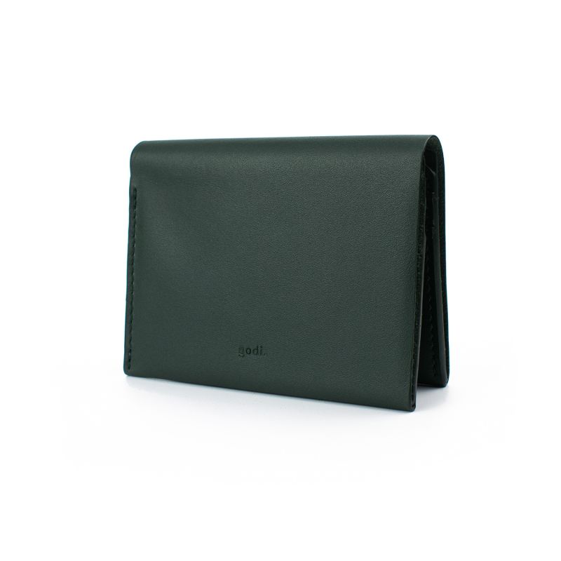 Handmade Bifold Leather Wallet - Dark Green image