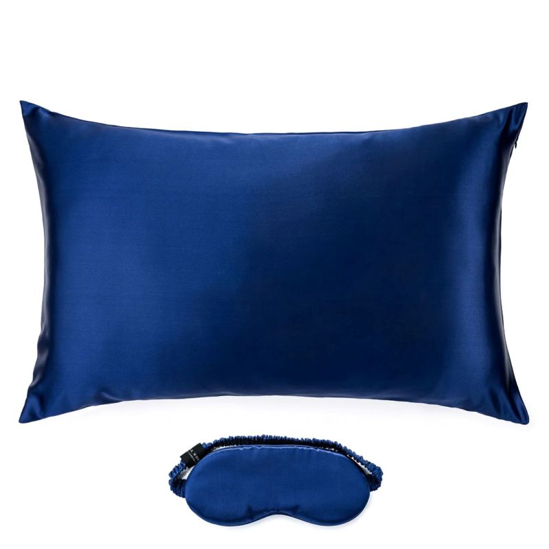 Mulberry Silk Pillowcase & Eye Mask Set - Sapphire Blue Queen image