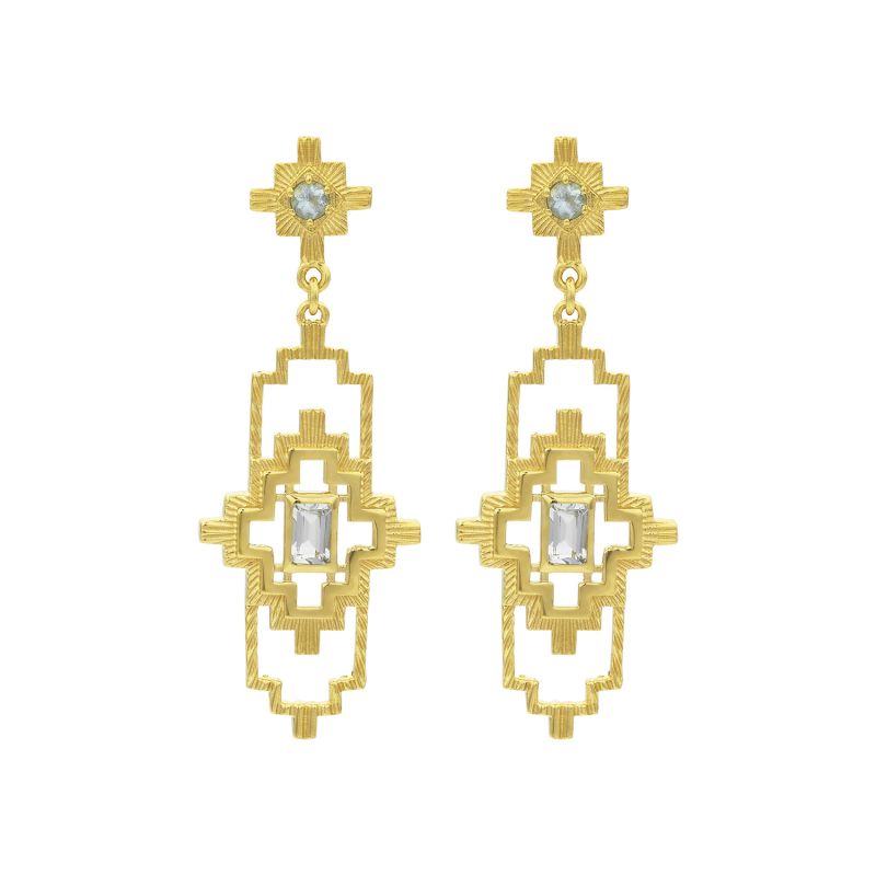 Munay Earrings Gold Aquamarine image