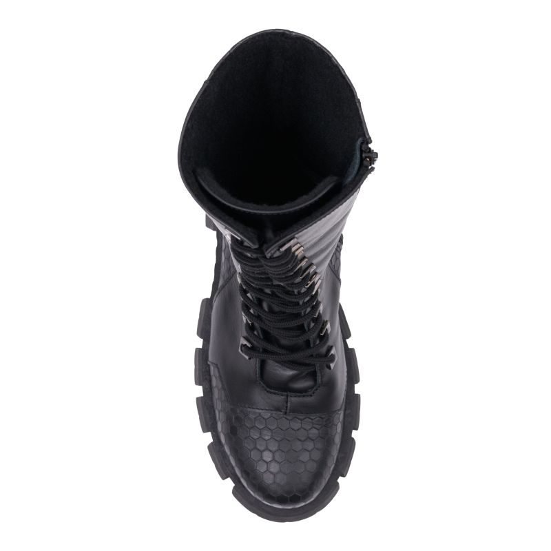 "Combat Lace Up Boots, Black" image