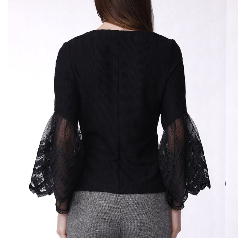 Lace Edges Knitted Wrap-Over Top image