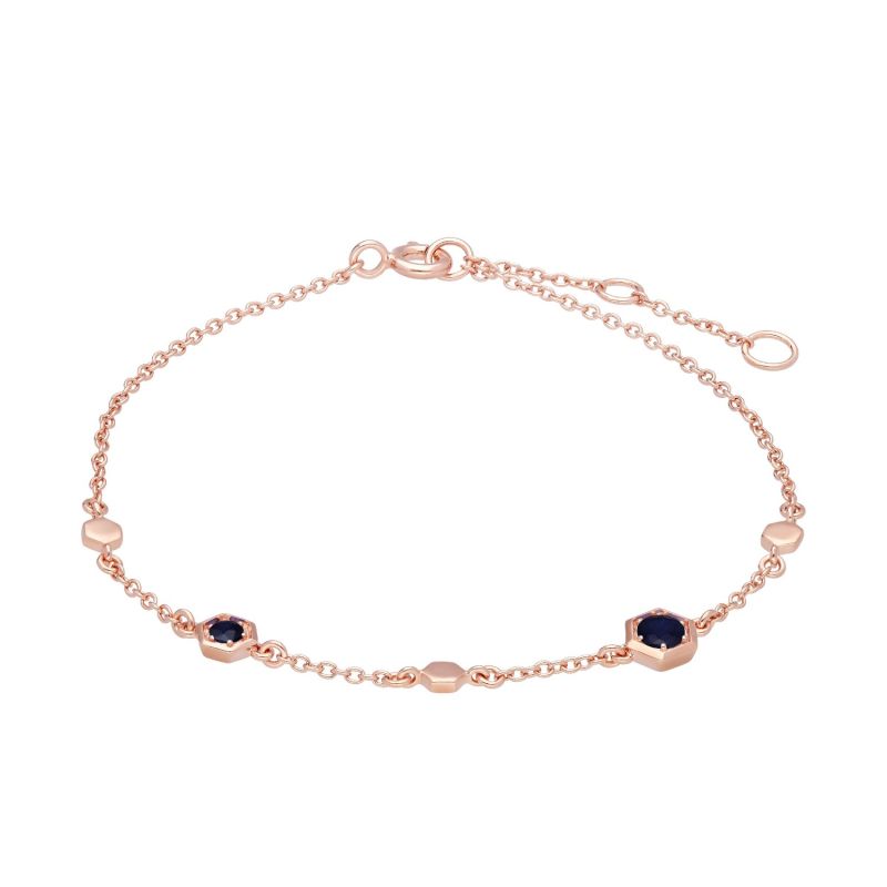 Honeycomb Sapphire Link Bracelet In Rose Gold image