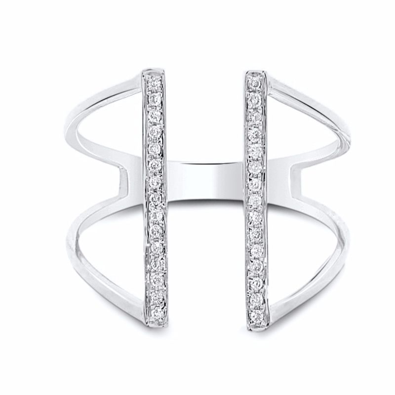 Bridge Diamond Ring 18K White Gold image