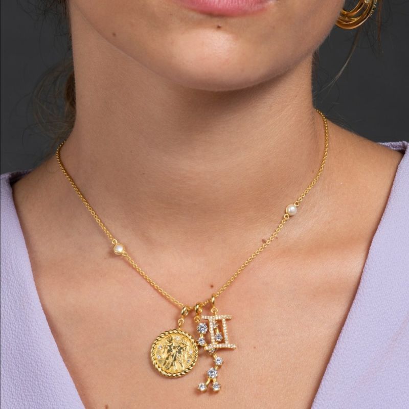 Triple Gemini Zodiac Necklace image