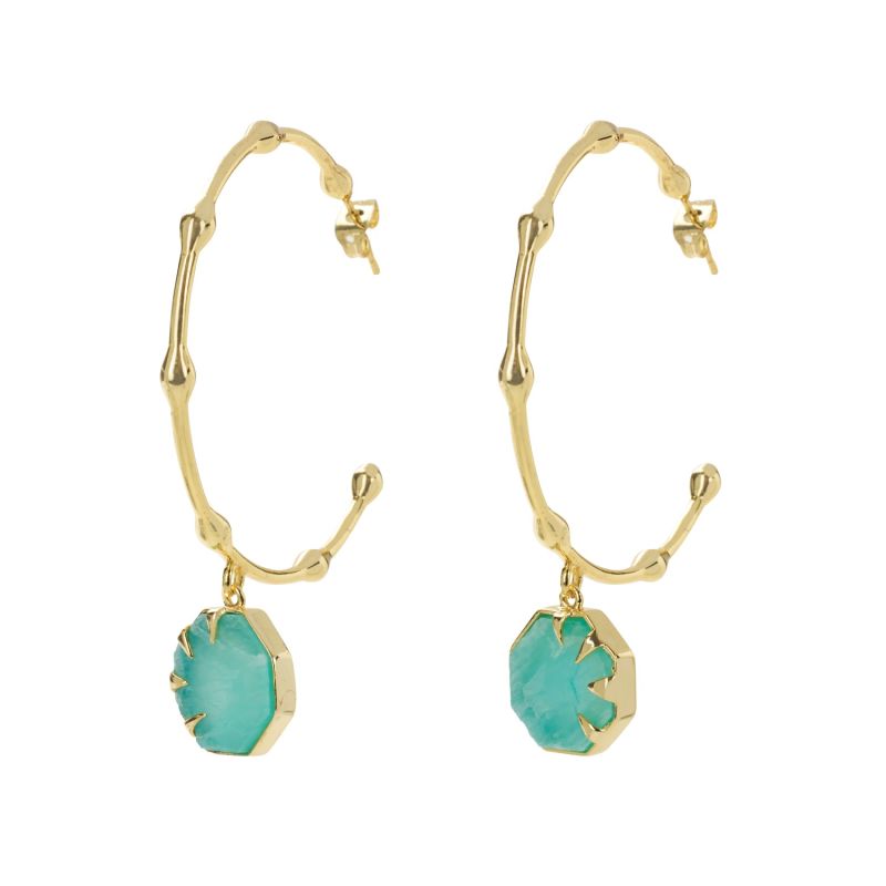 Hold On Amazonite Gemstone Large Hoop Earrings image