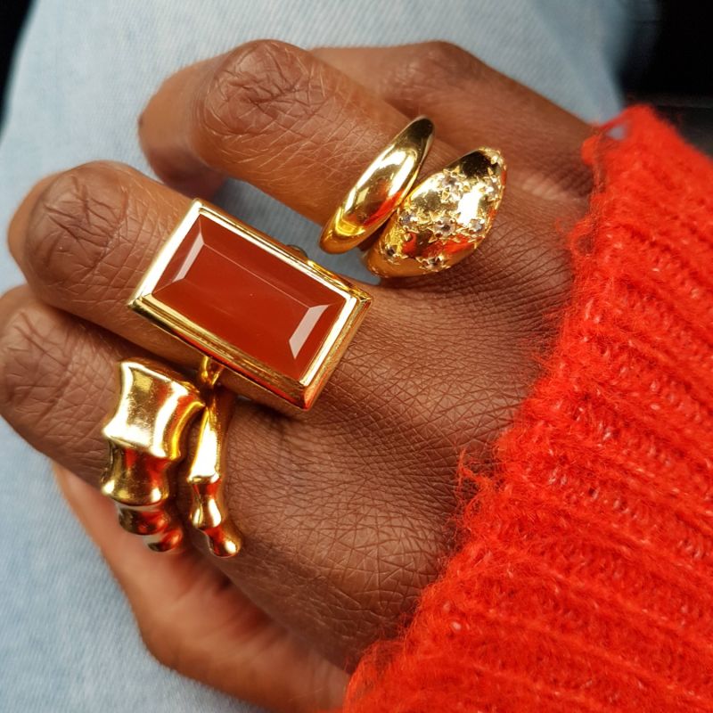 Red onyx hot sale ring
