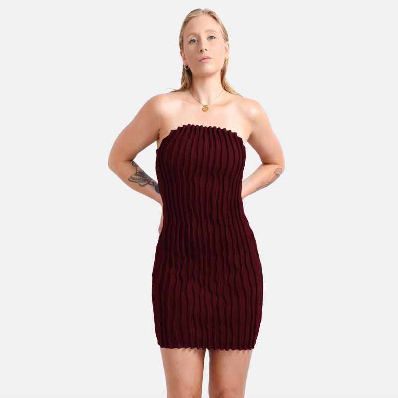 Mycel - Rib Knit Mini Dress Red image