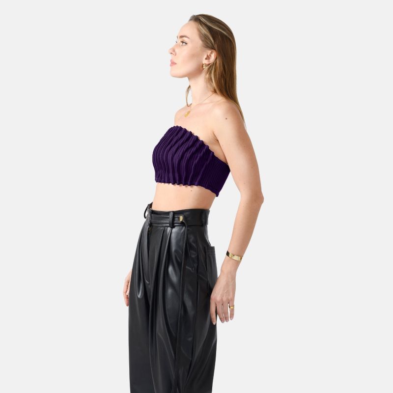 Pressure Is On Purple Ruched Mesh Bandeau Top