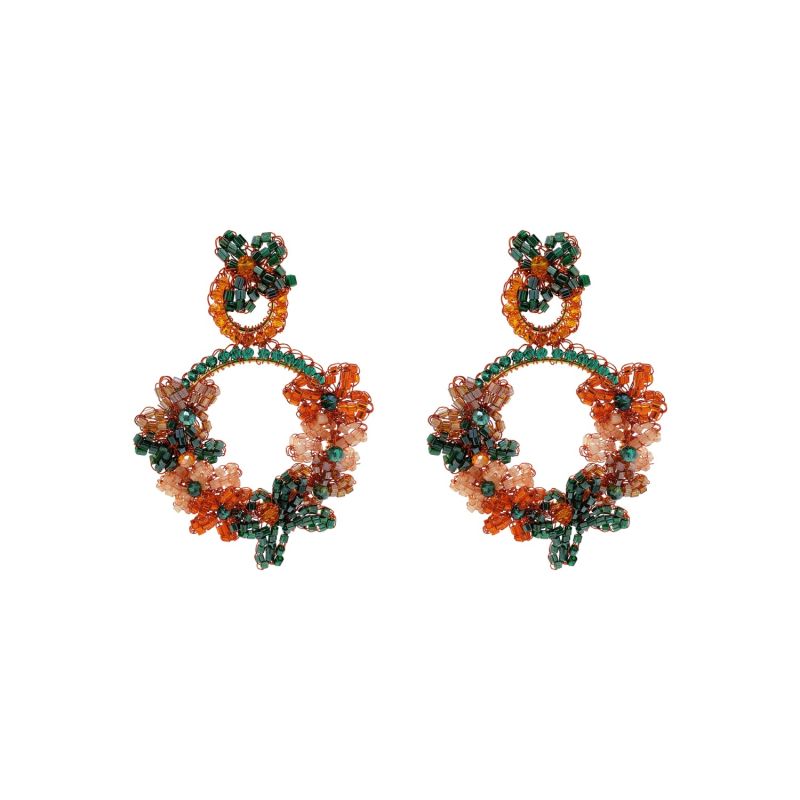 Mystic Amber Mix Garden Large Handmade Crochet Earrings image