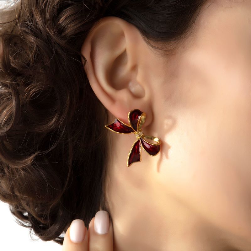 Red Bow Earrings image