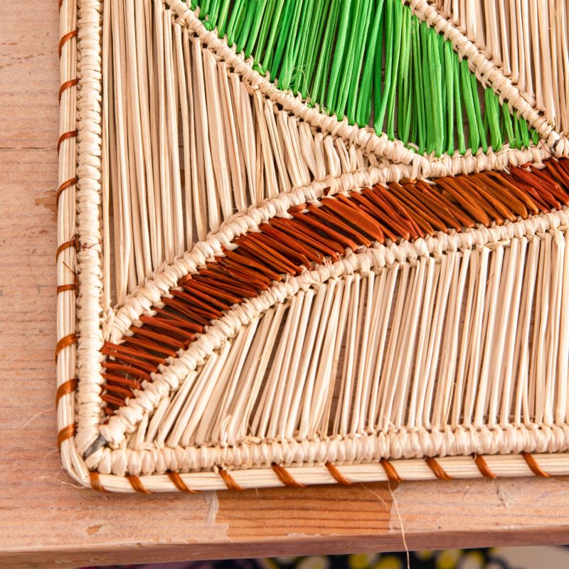 Set X 4 Natural Woven Straw Yellow Cockatoo Rectangular Placemats