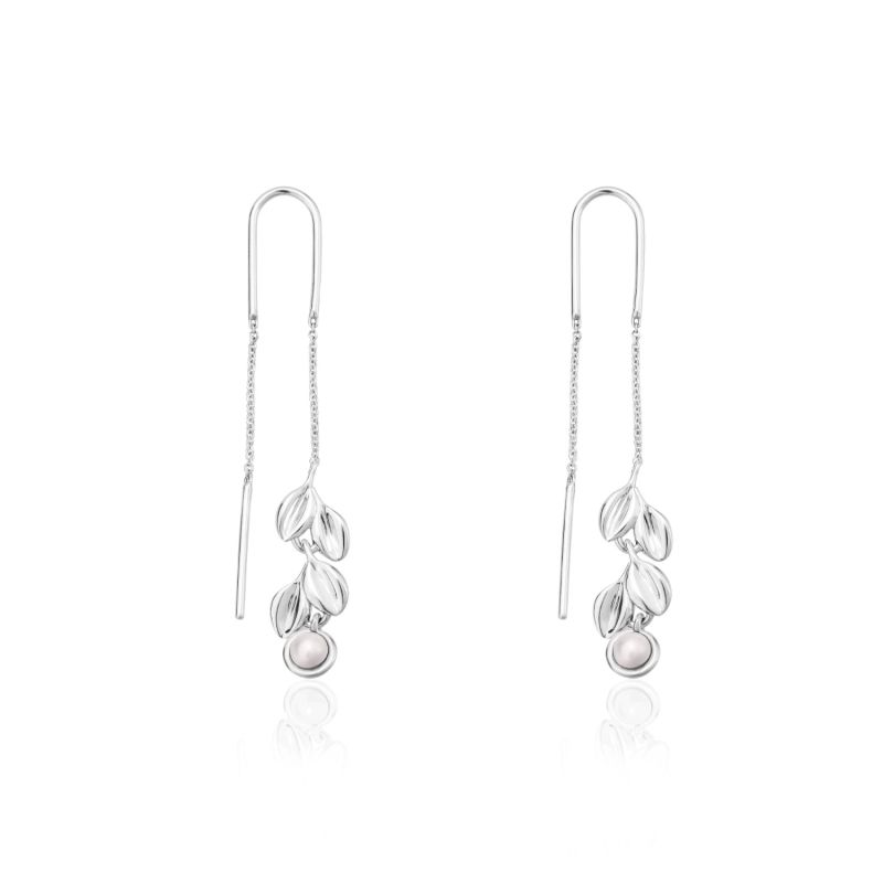 Handmade Dangle & Drop Flower Earrings In Sterling Silver With Pearls image