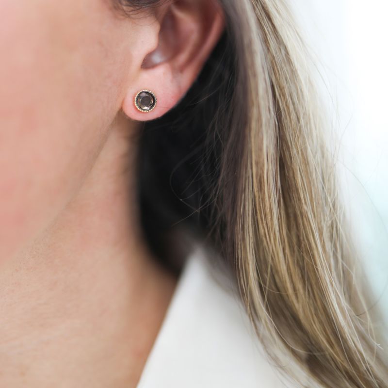 Barcelona November Birthstone Stud Earrings - Smokey Quartz image