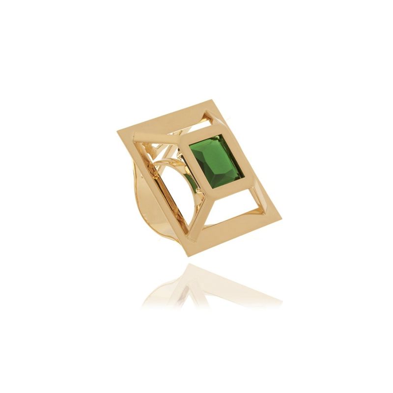 Gold Emerald Square Ring image