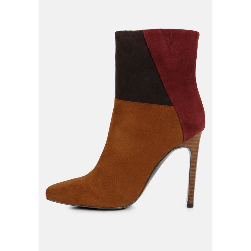 Ezra Tan Patchwork Suede Ankle Boots image