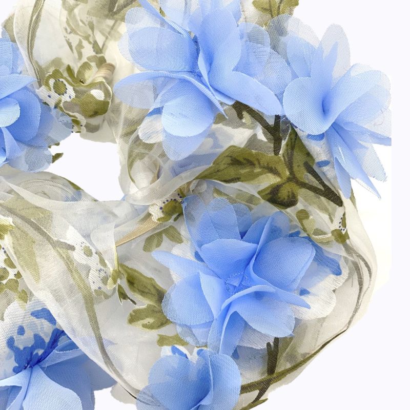 3D Blue Floral Organza Super Scrunchie image