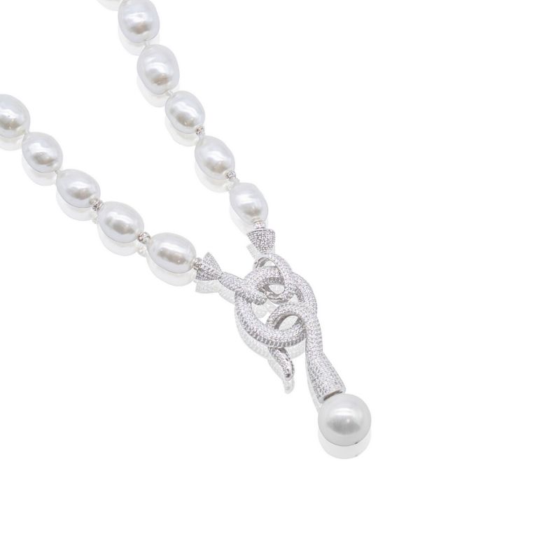 Hooked Pearl Necklace with Zirconia image