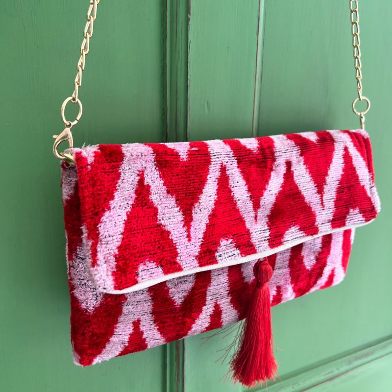 Red & Pink Ikat Clutch image