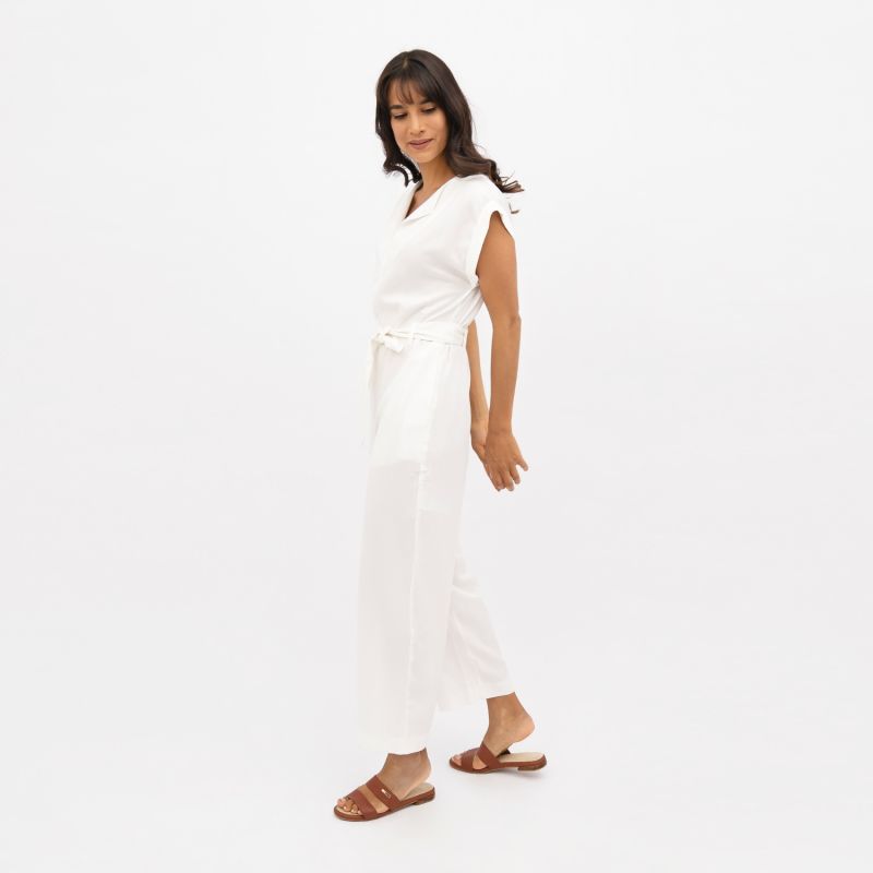 Dakar Tencel Straight Leg Jumpsuit In Porcelain White image